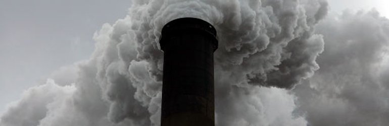 Smokestack at coal burning power plant in Conesville, Ohio