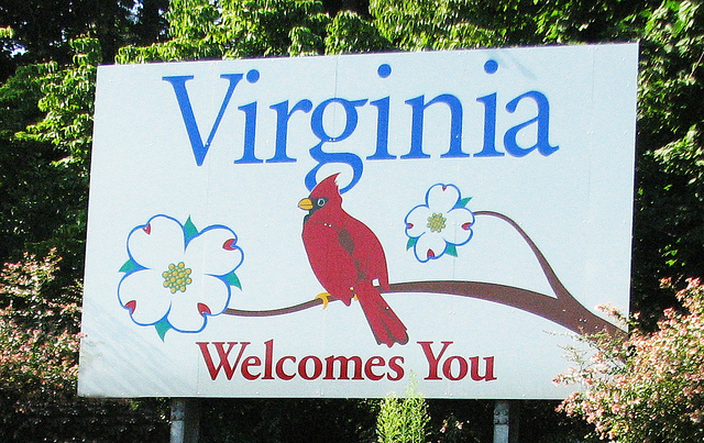 Virgnina Welcomes You highway sign