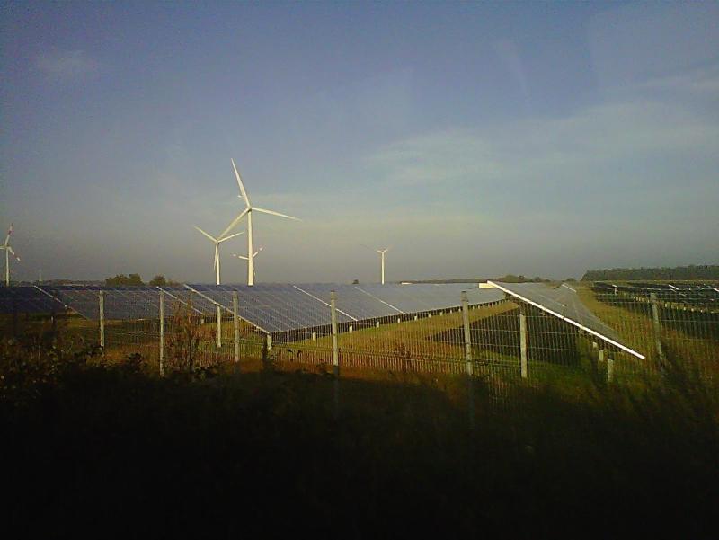 A wind and solar power facility located in northern Germany
