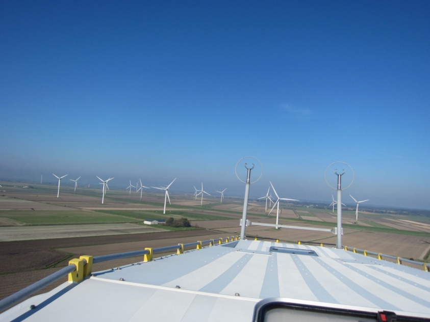 The view from top of a wind turbine in Olderup, Germany