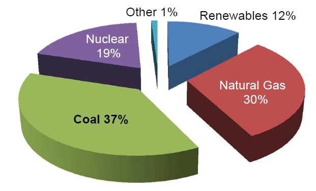 Electricity generation by fuel, 2012 (Source: EIS)