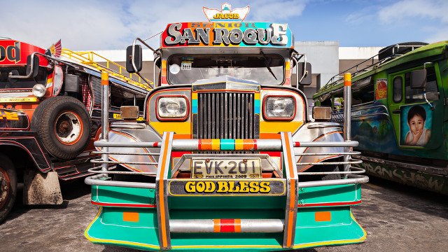Colorful Jeepneys are one of the most ubiquitous transportation options in Manila, Philippines.