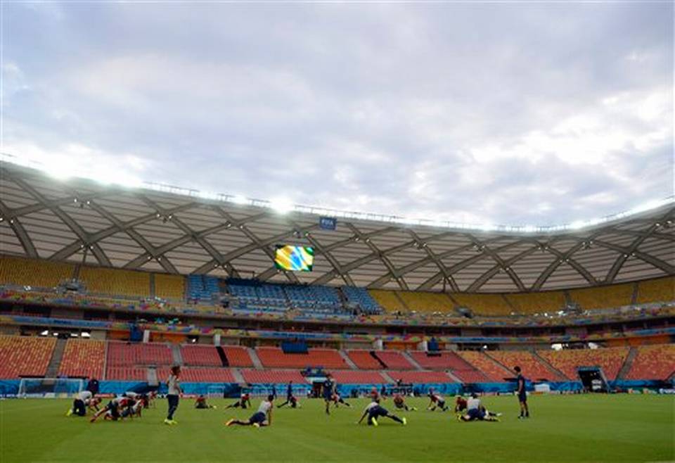 Arena Amazonia in Manaus. High temperature and humidity forced a "cooling break" during the USA v Portugal match.