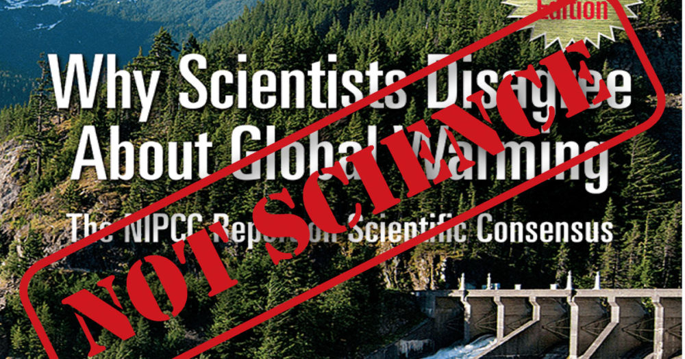 Cropped image of Heartland Institute Report Cover with "Not Science" Stamp
