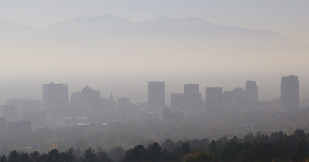 Smoggy skyline in Salt Lake City, Utah