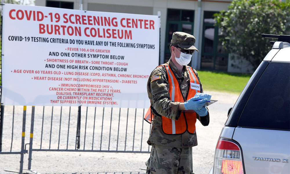 Louisiana National Guard member prepares to do COVID-19 screening