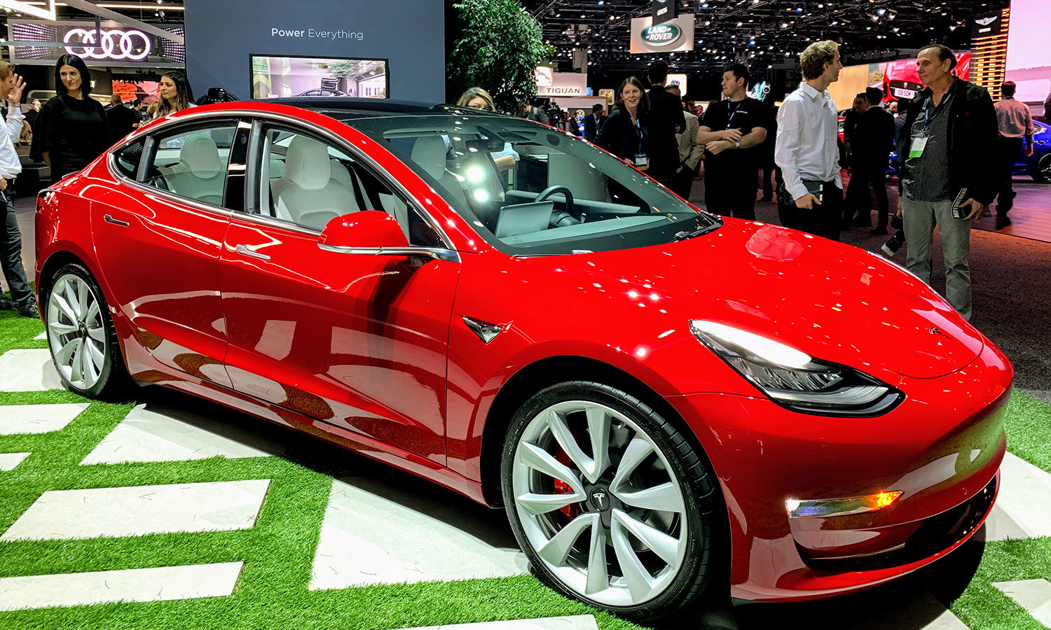 red Tesla model 3