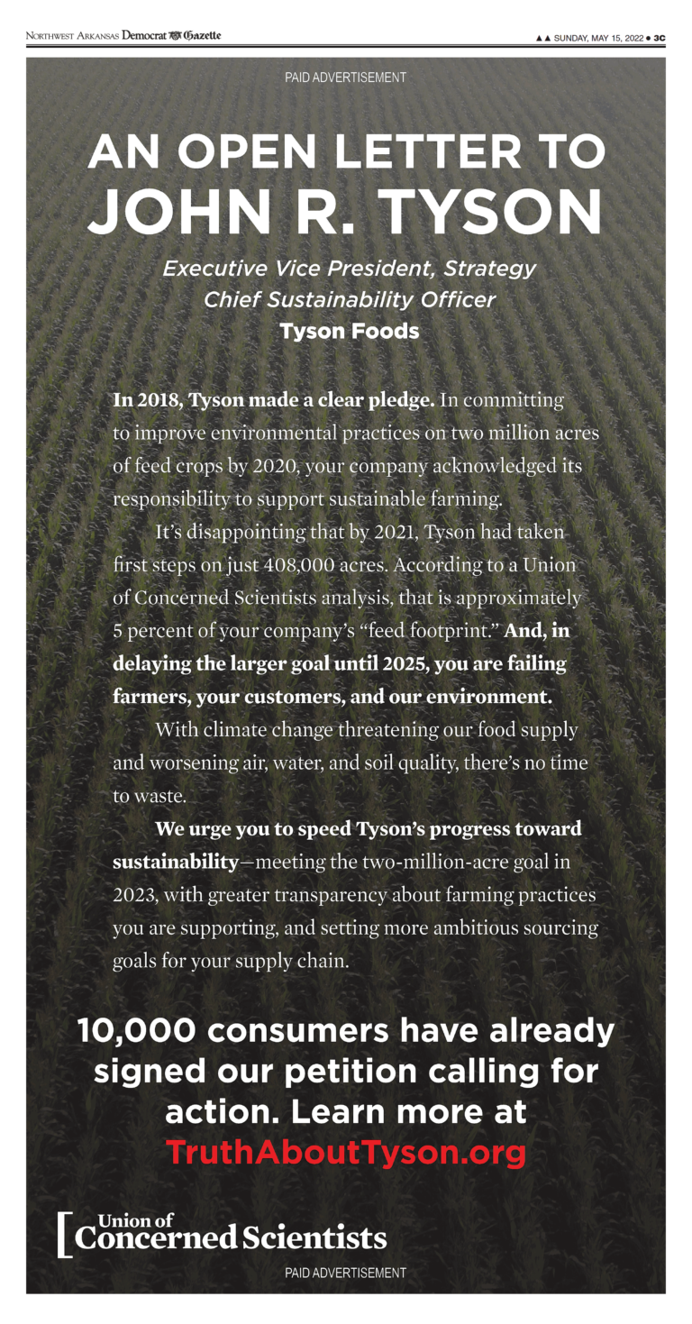 Consumers Tell Tyson Foods to Keep Its Sustainability Promise Union