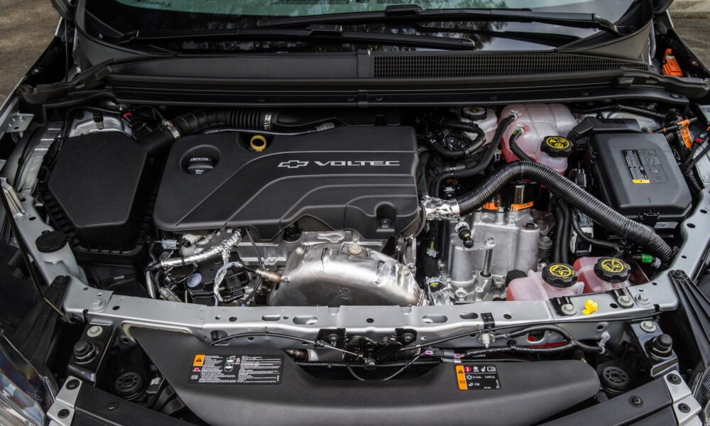 A view under the hood of a 2017 Chevrolet Volt
