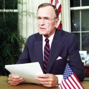 President Bush announcing his nuclear initiatives on September 27, 1991