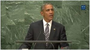 President Obama addressing the UN General Assembly on September 20, 2016