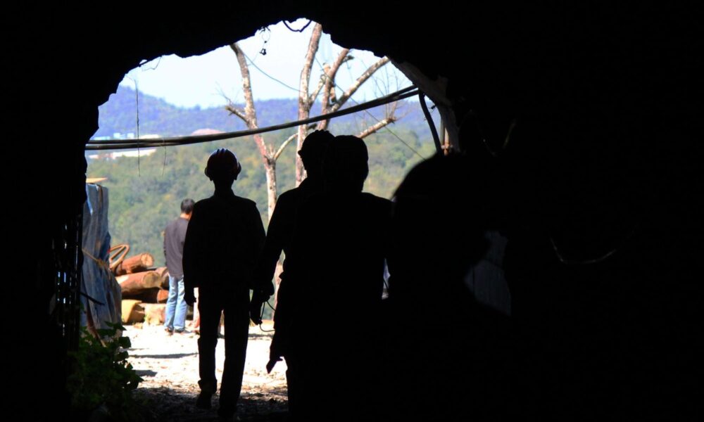 Workers in a mine shaft in Bawsaing, Myanmar. 