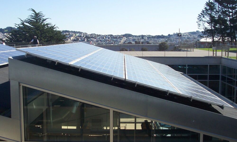 solar panels atop a school in San Franciso,, California