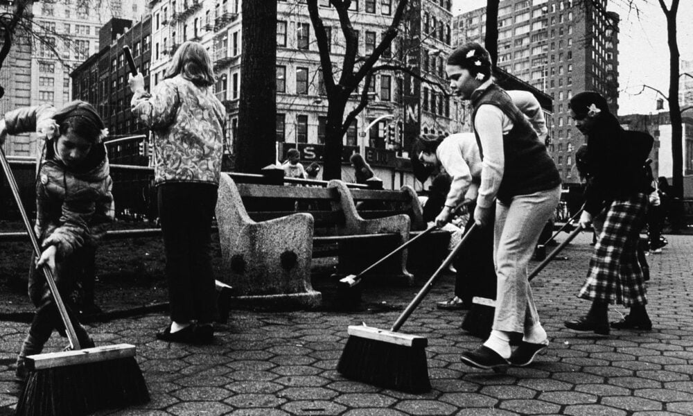 Children Cleaning Park On Earth Day, 1970