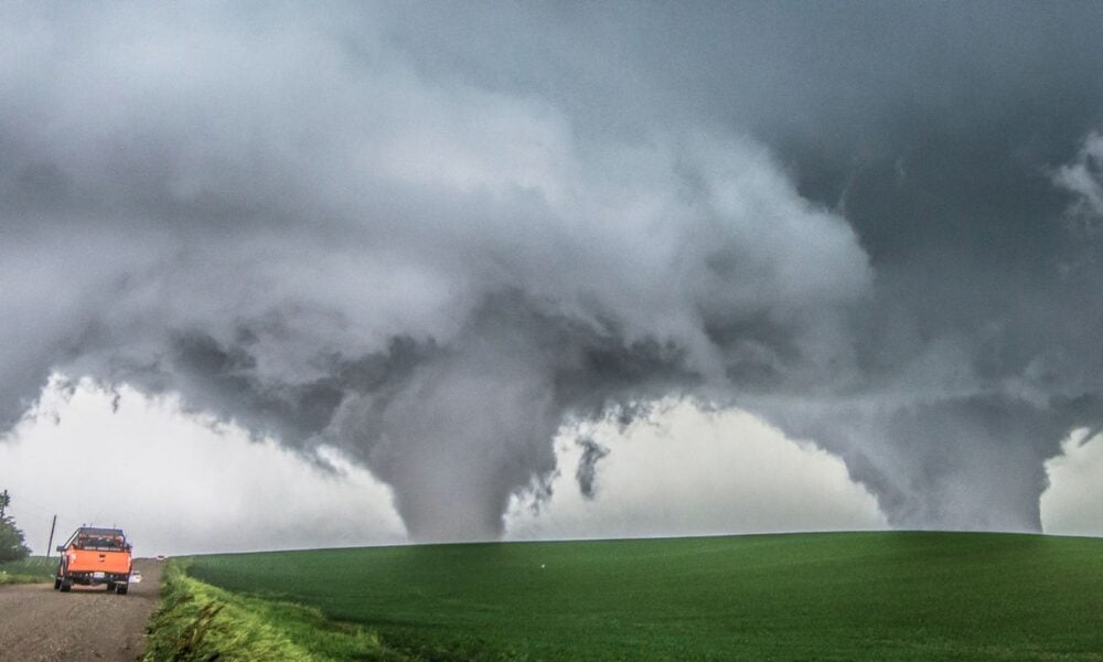 Twin violent tornadoes outside of Wisner, Nebraska in 2014.