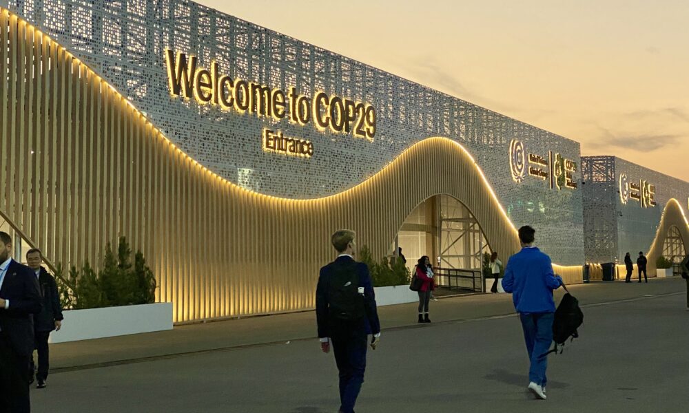 Entrance to COP29 venue in Baku, Azerbaijan, where the annual UN climate talks are taking place.