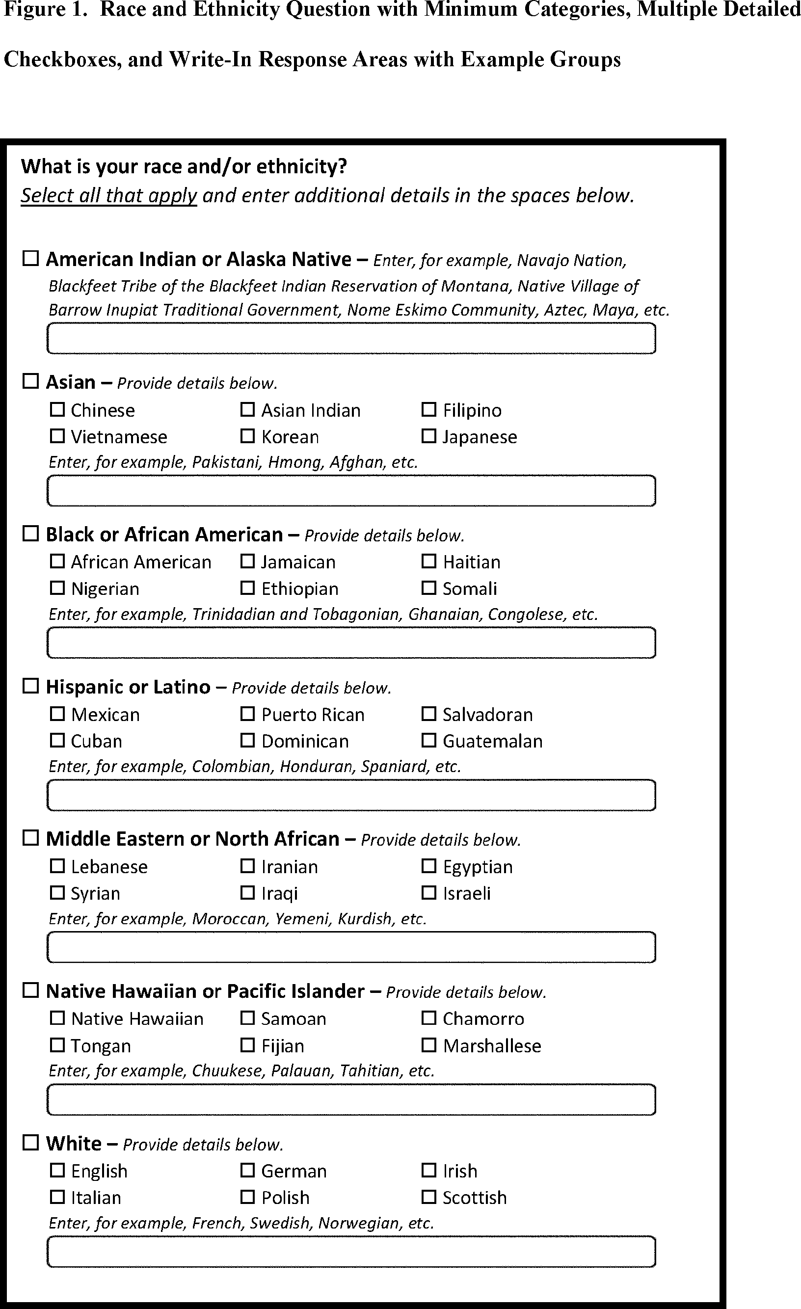 new list of race/ethnicity categories for US government forms, with examples